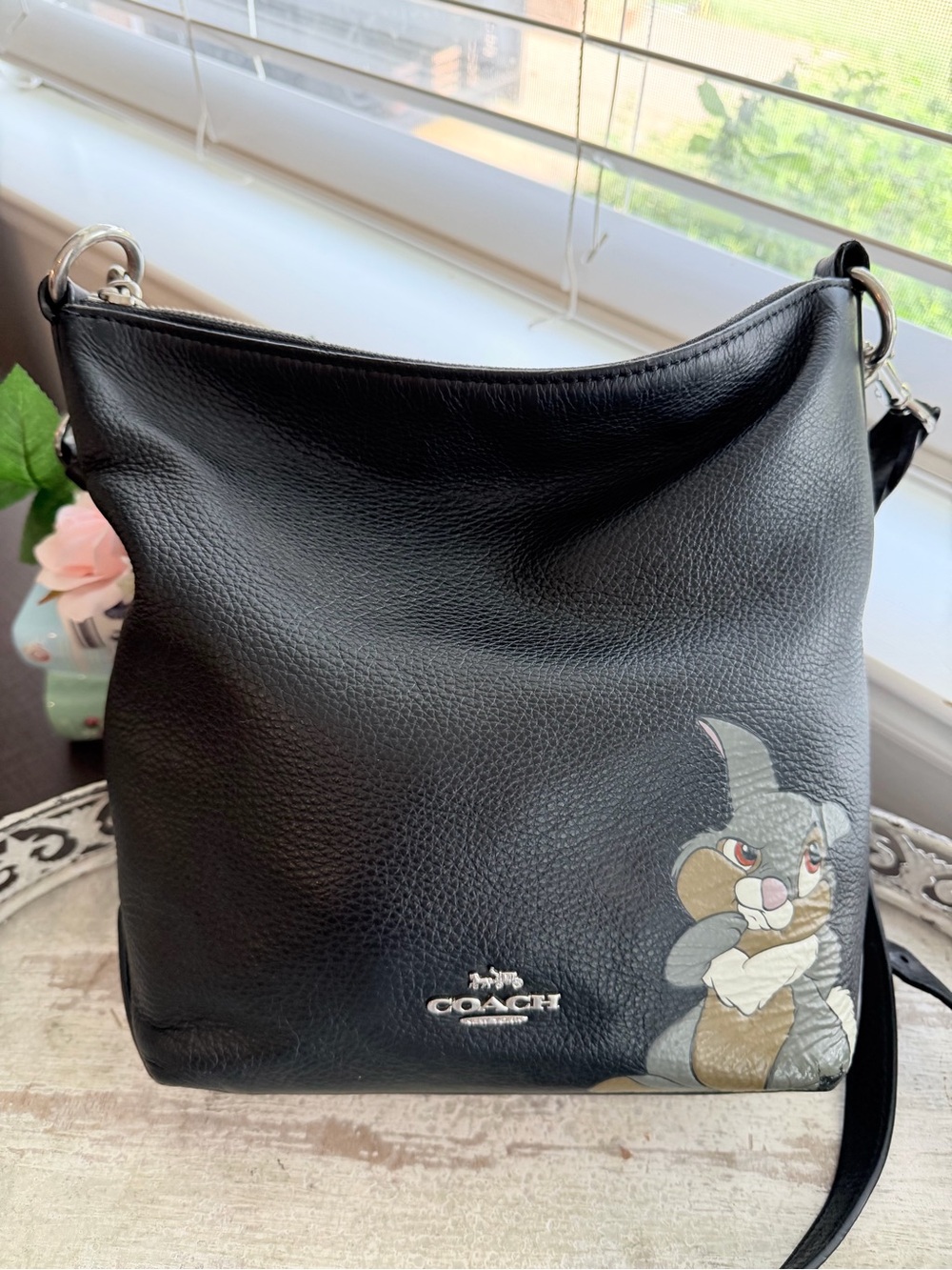 Disney x COACH Mini Abby Duffle Shoulder Bag Bambi Thumper Black Leather - Picture 3 of 16
